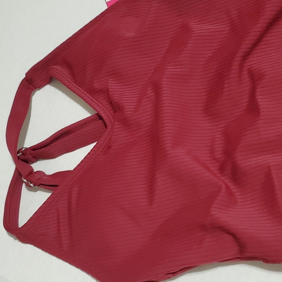 Xhilaration Scoop Back One Piece Swimsuit Burgundy Sz M Junior - Picture 2 of 11
